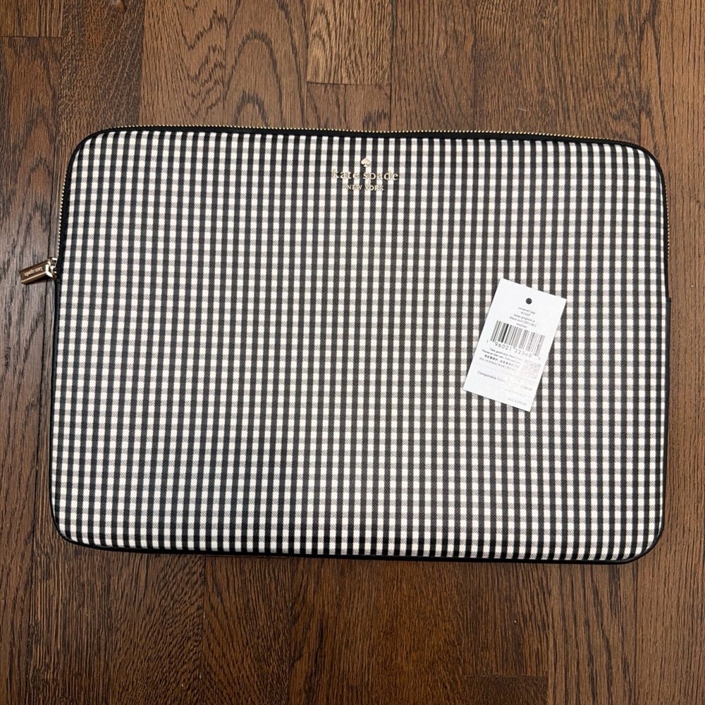 Kate Spade Universal Laptop Sleeve - Jazzy Gingham Pattern - Black/White - New